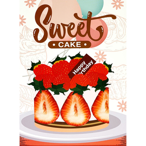 Greeting Card Strawberry Popup Cake Design - Product Image 3