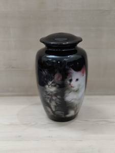 Urne funéraire en aluminium peinte à la main avec motif de chat pour cendres humaines, adulte, homme, capacité jusqu'à 200 lb - Product Image 3