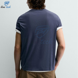 Camiseta de algodón de manga corta para hombre, cuello redondo, informal, con estampado de letras en la parte delantera, estilo jersey, holgada, estilo urbano - Product Image 5