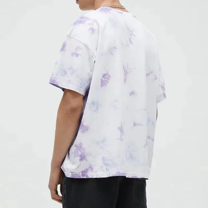 Premium Custom Logo Tie Dye Men's T-Shirt Heavyweight 100% Cotton Oversized Streetwear Tee Black & <b>White</b> Acid Wash Cloud Print - Product Image 4