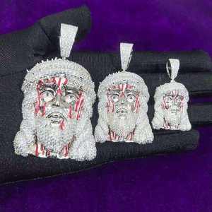 Colgante de Jesús para hombre, chapado en oro de rodio, personalizado, estilo Hip Hop, con incrustaciones de moissanita VVS tallada en plata 925 - Product Image 3