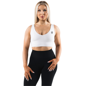 Sujetador deportivo sin costuras para mujer, con escote en V profundo, copas A y B, de alto soporte, para yoga, gimnasio, entrenamiento, elástico, moldeador, cómodo, top deportivo. - Product Image 1