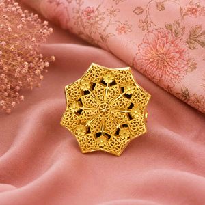 แหวนทองชุบไมครอน 14K18K24K แบบดั้งเดิมสไตล์ดูไบสำหรับเจ้าสาว ขายส่ง - Product Image 2