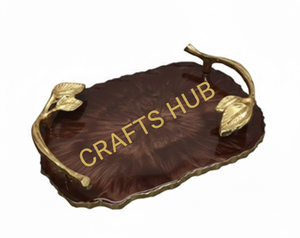 ถาดเสิร์ฟทำจากเรซินด้ามสีทองมุกเงินคุณภาพดีที่สุดจานเสิร์ฟอีพ็อกซี่หรูหรามีหลายสีในราคาโรงงาน - Product Image 5