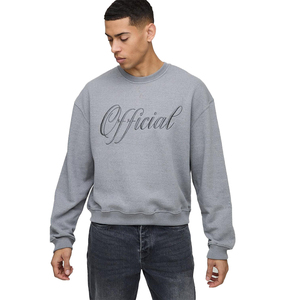 Sweat-shirt à col rond gris pour homme, coupe classique, tissu en molleton tricoté, style décontracté d'hiver, imprimé, manches longues, écologique - Product Image 1