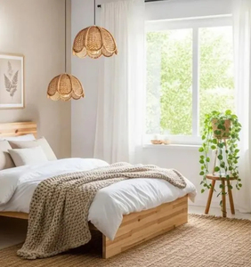 Vietnam Handmade Boho Rattan Pendant Light Natural <b>Wicker</b> <b>Lampshade</b> for Kitchen Island Living Room Decoration - Product Image 5