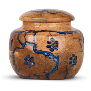 Urne funéraire en bois pour animaux de compagnie, avec motif de patte et porte-photo, pour chat et chien - Product Image 1