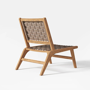 Silla de Comedor Moderna para Exteriores de Madera de Teca Sólida con Asiento y Respaldo de Cuerda con Acabado Natural para Uso en Exteriores - Product Image 6