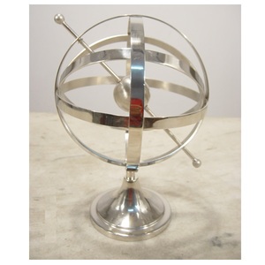 Nickel Finished Metal Wire Frame World Globe For Home Office <b>Table</b> <b>Top</b> <b>Decorative</b> - Product Image 1