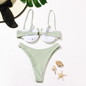 Women Two Piece <b>Bikini</b> <b>Set</b> Semi Sheer Polka Dot Swimwear <b>Triangle</b> Bra and Swim Brief Beachwear - Product Image 4