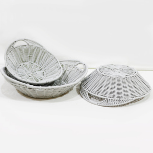 ชุดถาดเสิร์ฟขนมปังผลไม้แบบตื้น ทำจากหวาย PE พร้อมหูจับในตัว - Product Image 2