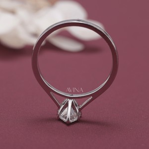 IGI Certified Pear Cut Diamond Solitaire Engagement - Wedding <b>Ring</b> in Solid 925 Sterling Silver - Product Image 6