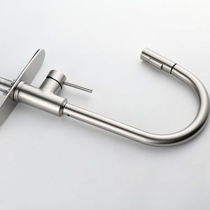 Rubinetto da cucina monocomando in acciaio inossidabile con doccetta estraibile ad arco alto, per lavello - Product Image 6