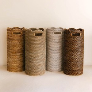 Ensemble de paniers parapluie en rotin tressé festonné, supports de rangement tissés de haute qualité pour parapluies - Product Image 1