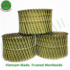 2-3/4 Inch Steel Coil <b>Nails</b> Checkered Flat Head Style Zinc Yellow-Chromate Plated Ring/Screw/Smooth Shank Roofing Pallet Making - Product Image 3