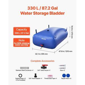 87.2 Gal Wear-Resistant 1000D PVC Soft Water Storage <b>Bladder</b> Collapsible Leakproof Camping Tank <b>Hydration</b> <b>Bladder</b> Bag - Product Image 2