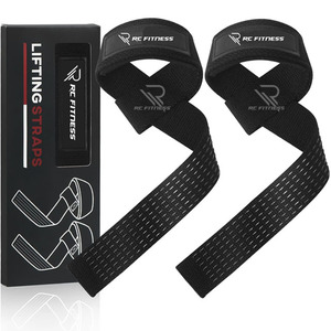 Sangles de poignet rembourrées en néoprène et coton RC Fitness Wear pour la musculation, les soulevés de terre et le cross-training - Product Image 1