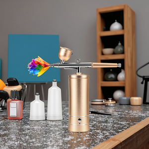 Portable Copper <b>Mini</b> Airbrush <b>Compressor</b> Low Noise Rechargeable Dual Action Nail Artist Painting Tool - Product Image 5