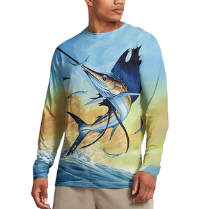 Camisa de Pesca de Manga Larga para Hombre, Estampado de Marlin, Protección UPF 50 Anti-UV, Ropa de Exterior con Estampado por Sublimación - Product Image 1