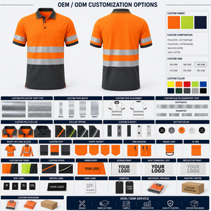 Polo de travail orange haute visibilité imperméable et ignifuge pour homme, uniforme de sécurité réfléchissant à manches courtes en coton, logo personnalisé - Product Image 3