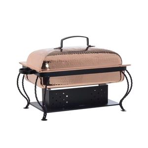 Modern Gold Mesh Casserole Premium Food Warmers Contemporary Stainless Steel <b>Buffet</b> <b>Server</b> with Geometric Design & Wood Lid - Product Image 4