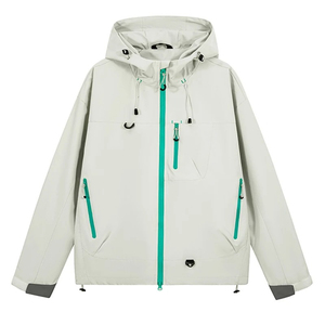 <b>Men's</b> <b>Black</b> Hooded Waterproof <b>Windbreaker</b> Jacket Zipper Closure Casual Outdoor Wear Autumn Season Polyester Material - Product Image 2