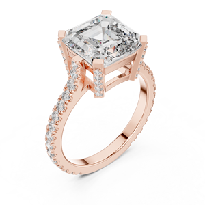 Beautiful Halo Solitaire <b>Ring</b> With Asscher Cut Lab Grown Diamond <b>Crafted</b> From Solid 14k Rose Gold GRA Certified Women Jewelry - Product Image 4