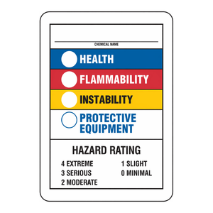 Panneau de signalisation des risques chimiques Brady NFPA avec évaluation des caractéristiques de santé, d'inflammabilité et des équipements de protection pour les laboratoires - Product Image 2