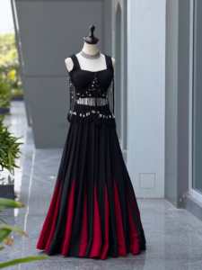 Lehenga en coton au design élégant avec cordon ajustable et blouse en coton entièrement cousue, prêt à porter, spécial Navratri - Product Image 4