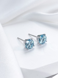 VVS DIAM VVER 1008 925 Sterling Silver <b>Blue</b> Lab <b>Diamond</b> Removable Halo Stud <b>Earrings</b> IGI Certified Unisex - Product Image 1