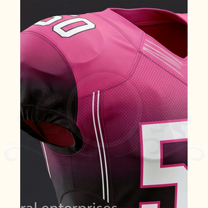 Ensemble d'uniformes de football américain pour hommes rose et noir sans manches col en V anti-humidité ajusté avec numéros d'équipe sublimés 50 - Product Image 3