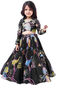 คอลเลกชันผ้าสำหรับเด็กพิเศษพร้อมเพชรสำหรับงานปาร์ตี้วันเกิดพิมพ์ลายดอกไม้แฟนซีสีดำสวยงาม - Product Image 1