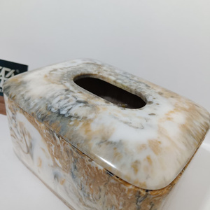 Elegante caja de pañuelos de resina con acabado de mármol, estuche decorativo para pañuelos para la decoración de la sala de estar, el baño y la oficina. - Product Image 1