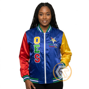 Order Eastern <b>Star</b> Satin Embroidered Quilted Waterproof Quick Dry 100% Silk Varsity <b>Jacket</b> High Quality Breathable Autumn GREEK - Product Image 1