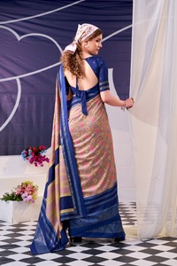 Sari Tradicional Indio Informal con Estampado Floral para Uso Diario y Eventos Festivos para Mujer, Atuendo Cómodo, Elegante y Moderno - Product Image 2