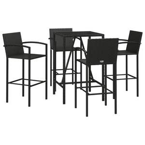 Ensemble de table de bar avec repose-pieds moyen en rotin PE noir, mobilier de jardin élégant pour une expérience de repas en plein air - Product Image 3