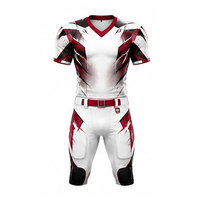 Uniforme de football américain personnalisé pour hommes, blanc, rouge, noir, impression par sublimation, jersey respirant en polyester, ensemble de pantalon, taille adulte
