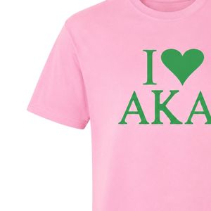 Camiseta I Love AKA, camiseta de algodón bordada en rosa y verde, Top informal de manga corta a la moda para mujeres y hombres, ropa cómoda de verano - Product Image 2