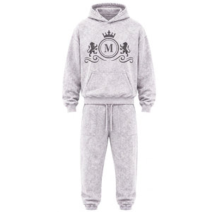 Chándal Unisex Gris con Capucha y Logotipo Estampado, Pantalones Largos con Cordón, Ropa Casual, 100% Algodón, Peso Medio - Product Image 4