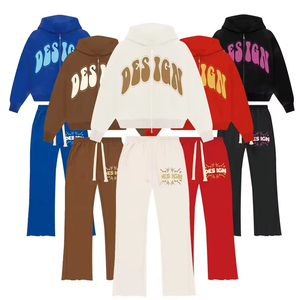 Conjunto Deportivo de Invierno con Doble Cremallera para Hombre, Talla Grande, Logotipo Personalizado, 2 Piezas, 100% Algodón, Pantalones Deportivos Acampanados - Product Image 5