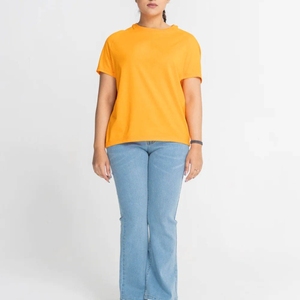 Camiseta de manga corta más vendida, color sólido personalizado, talla grande, transpirable, camisetas para mujer en venta - Product Image 1