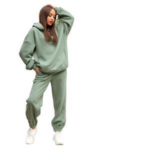 Chic Two-Piece Set Solid Color Casual Winter Hoodie Pants Deep Crotch Autumn Tracksuit 100% Cotton Keeps You Warm - Product Image 4