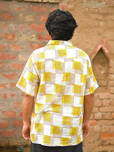 เสื้อเชิ้ตผ้าฝ้ายทำมือสำหรับผู้ชาย แขนสั้น สวมใส่สบาย ทรงหลวม พิมพ์ลายบล็อกแบบดั้งเดิม เสื้อผ้าพื้นเมืองสำหรับผู้ชาย - Product Image 5