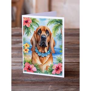 Bloodhound Luau A7 Tarjetas de felicitación Paquete de 8 tarjetas de nota en blanco caprichosas con sobres Tamaño 5x7 - Product Image 2