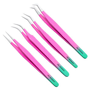 Pince à épiler de précision en acier inoxydable pour techniciennes en extensions de cils, salons professionnels, outils d'application de cils, logo personnalisé, haute qualité - Product Image 1