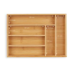 Bandeja para Cubiertos de Bambú Estilo Americano, 1 Compartimento, Ajustable, Extensible, Apta para Lavavajillas, Ecológica, Duradera, para Escritorio - Product Image 1