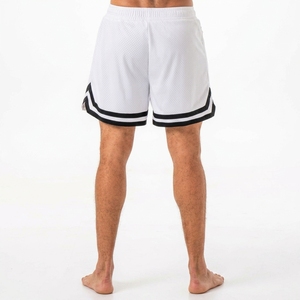 Shorts en maille blanche pour homme avec bande latérale noire, taille élastique, style sportif, respirant, séchage rapide - Product Image 4