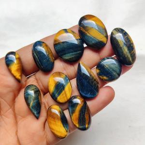GEMAS MAHNAJ, Gemas Sueltas Naturales de Ojo de Tigre Azul y Amarillo, Ojo de Gato, Cabujones Ovalados/en Forma de Pera, Tamaño 10-20mm, de Rajasthan - Product Image 1