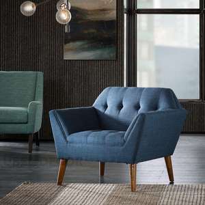 Maelle Mid-Century Modern Lounge <b>Chair</b> Hexagonal-Shaped with Wooden Legs Wide <b>Accent</b> <b>Chair</b> <b>for</b> <b>Living</b> <b>Room</b> - Product Image 1