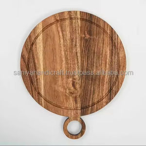 Tabla de cortar de madera de Acacia hecha a mano con decoración de afinidad, tabla de servir Natural, pulida, ecológica, regalos de negocios de buena calidad - Product Image 2